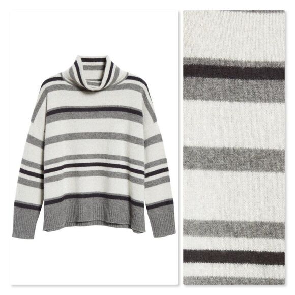 Nordstrom Signature Stripe Turtleneck Sweater XL - Picture 3 of 13
